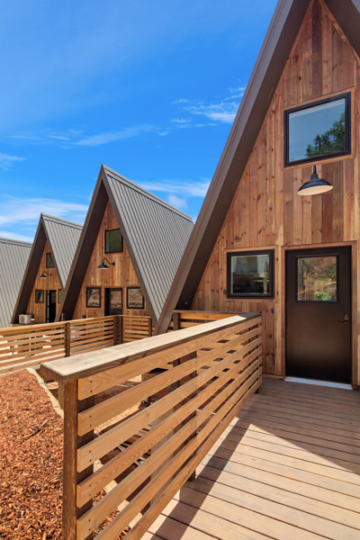 Wrong Way River Lodge & Cabins Asheville NC A-frame wooden housing