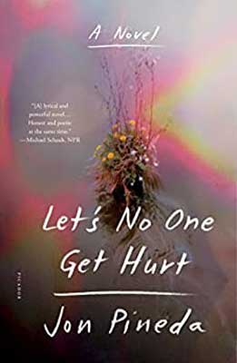 Let's No One Get Hurt by Jon Pineda book cover with rainbows of light around a floating bush of flowers