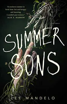 Summer Sons by Lee Mandelo book cover with human hand touching skeleton hand