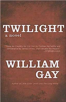 Twilight by William Gay book cove with brown background and white title