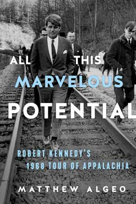 All This Marvelous Potential by Matthew Algeo book cover with black and white image of man in suit and tie walking down railroad tracks