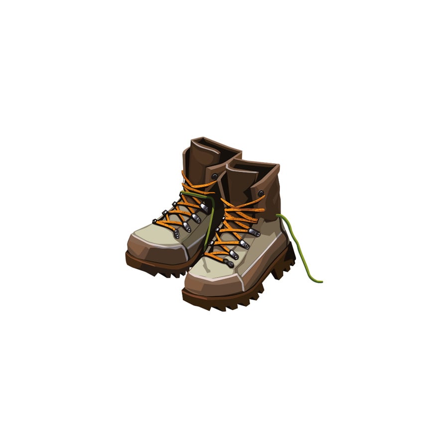 Icon of brown hiking boots with orange laces
