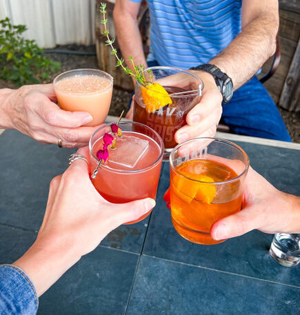 Cheers with cocktails at Oak and Grist Black Mountain