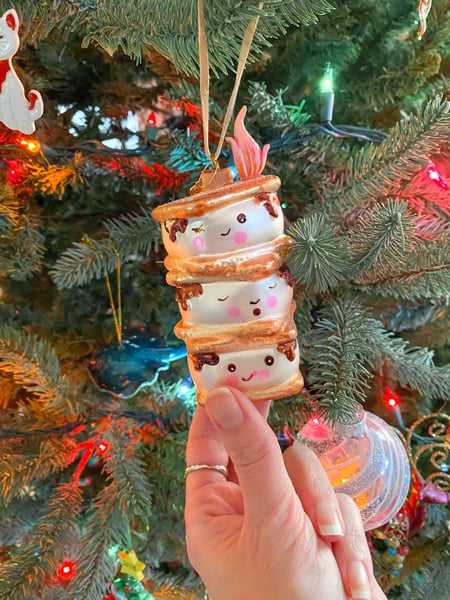 S'mores Ornament - three tied s'mores with faces - from the Omni Grove Park Inn at Christmastime