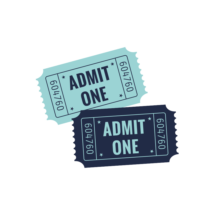 Graphic of dark and light blue tickets