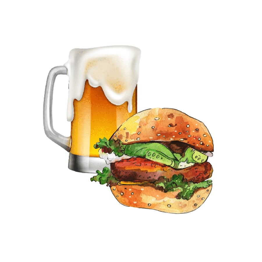 Graphic of beer and burger