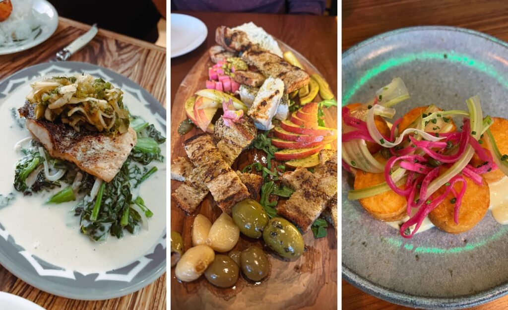 photo collage of food from restaurants in Asheville