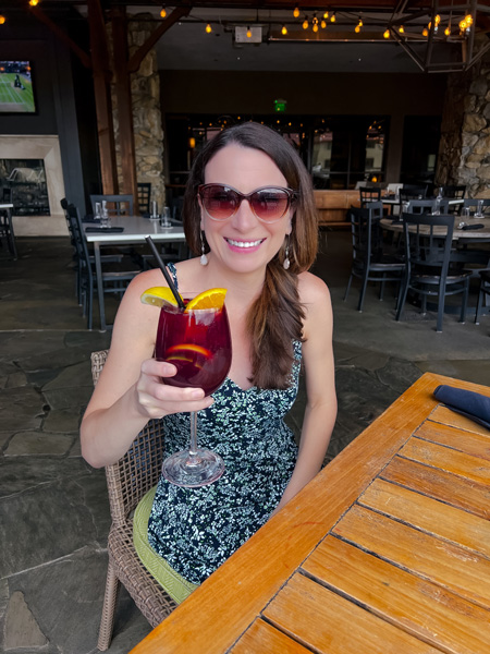 Christine drinking Edison sangria
