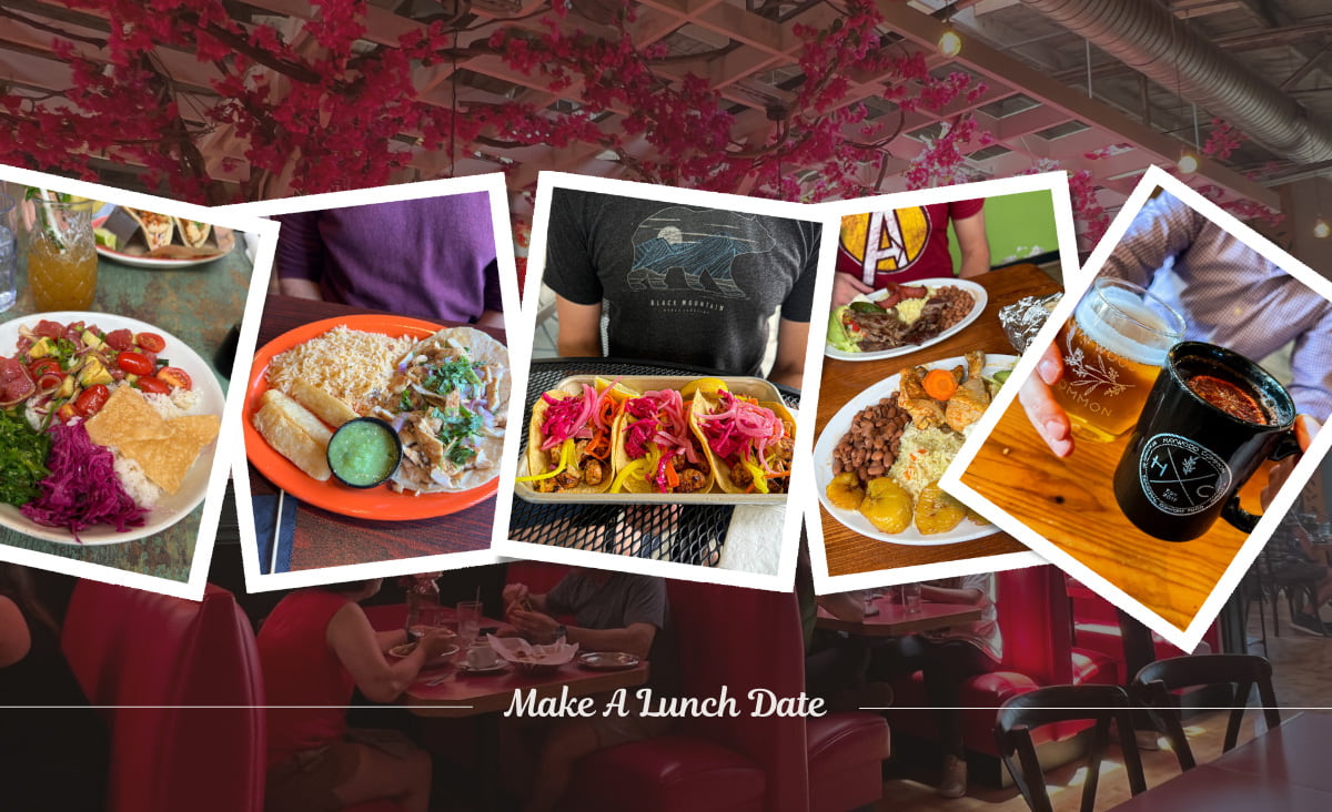 Photo collage of lunch in Asheville