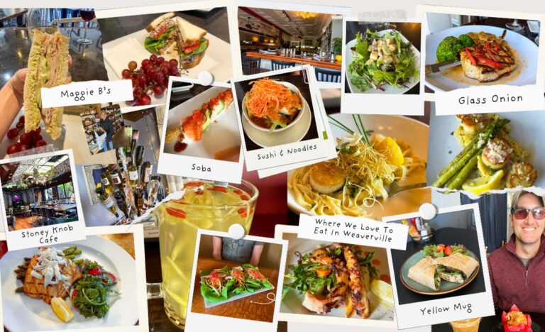 Photo collage of best restaurants in Weaverville NC