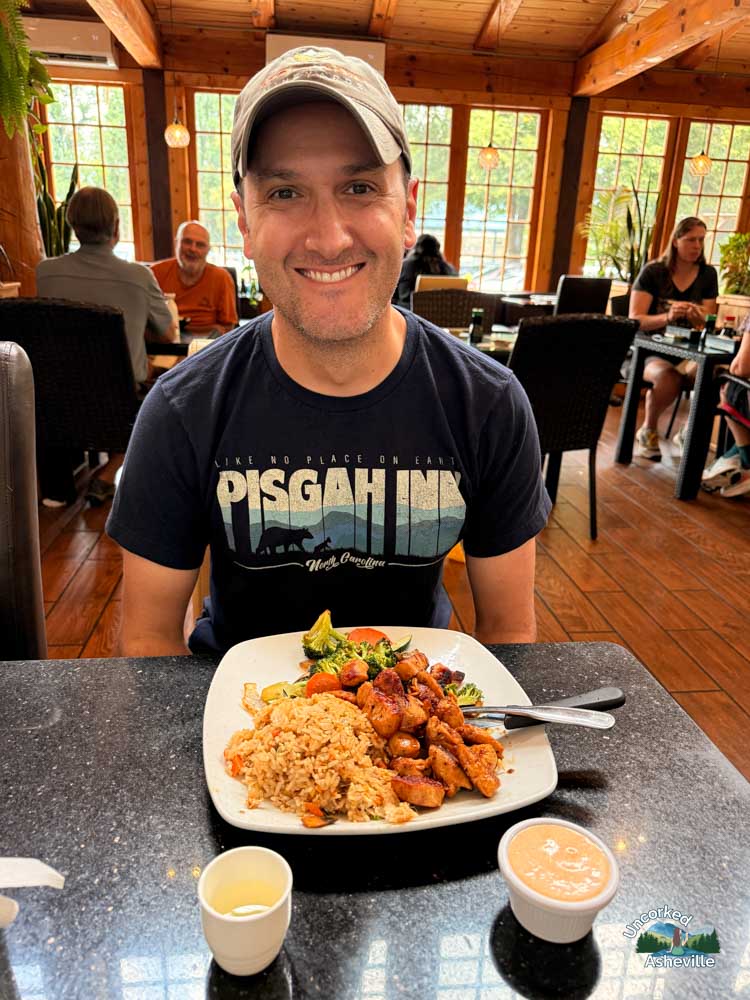 Tom eating Green Tea Sushi Chicken Hibachi Asheville NC