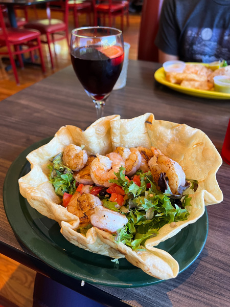 La Rumba Latino Restaurant Taco Salad and sangria