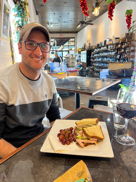 Tom with Maggie B's sandwich