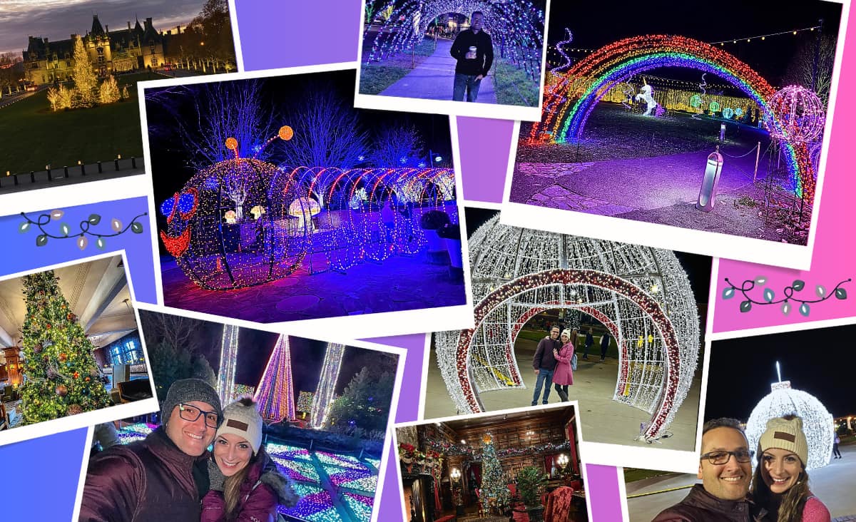 photo collage of Christmas Lights in Asheville