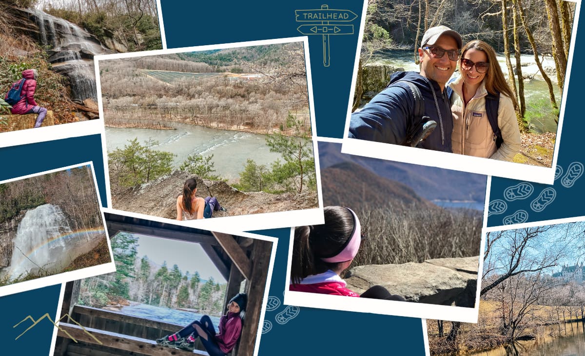 photo collage of winter hikes near Asheville