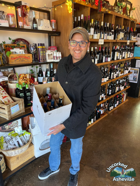 Tom with Maggie B's wine