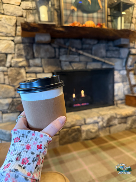 The Lodge at Banner Elk coffee and fireplace