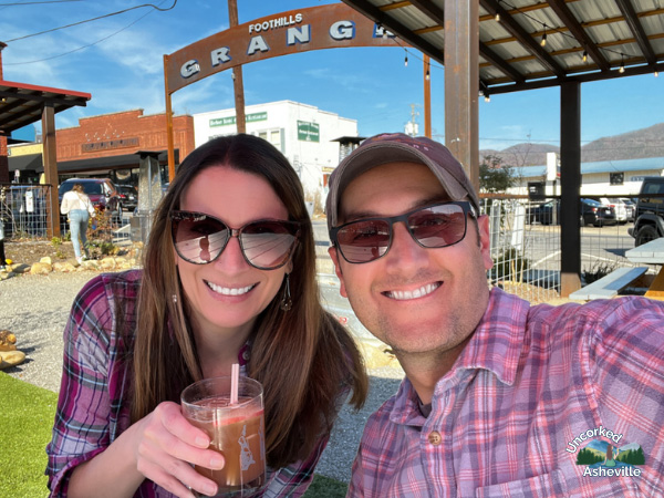 Foothills Grange Selfie with drinks Black Mountain NC