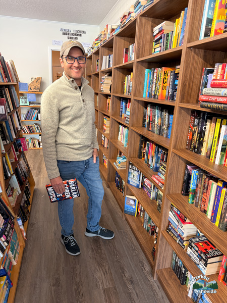 Tom shopping at As The Page Turns Travelers Rest SC