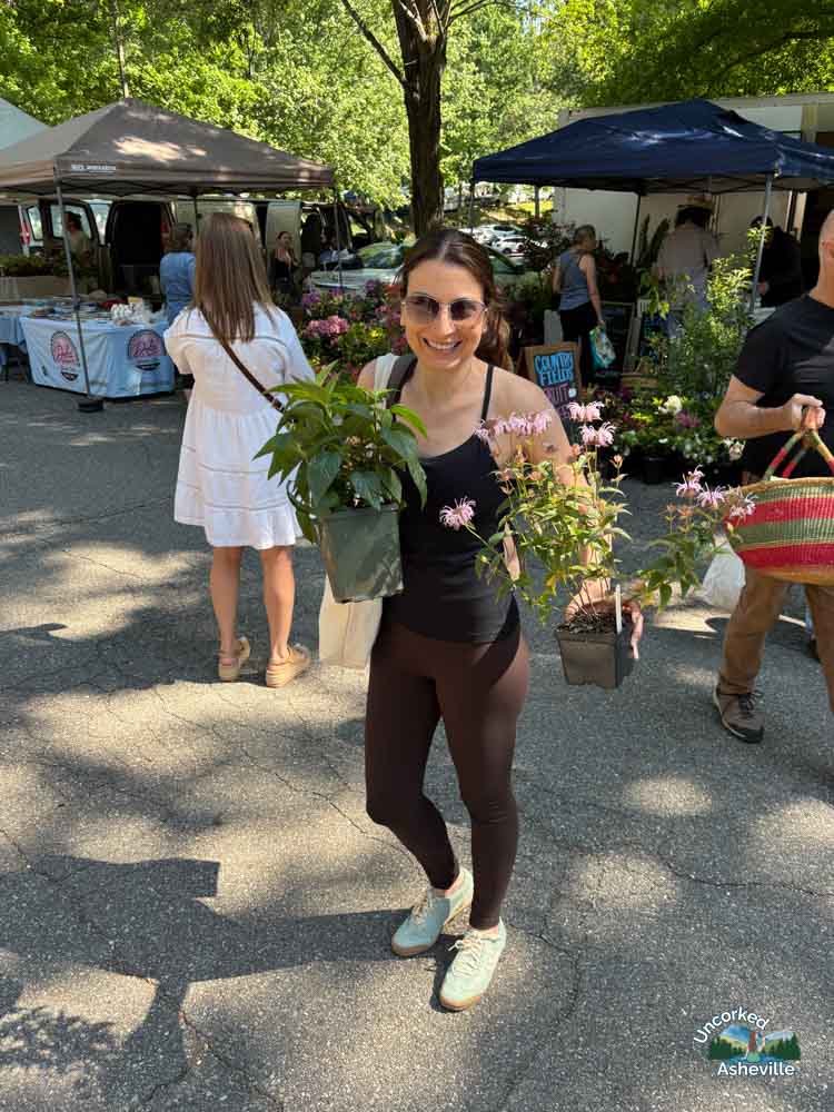 Christine plant shopping at North Asheville Tailgate Market