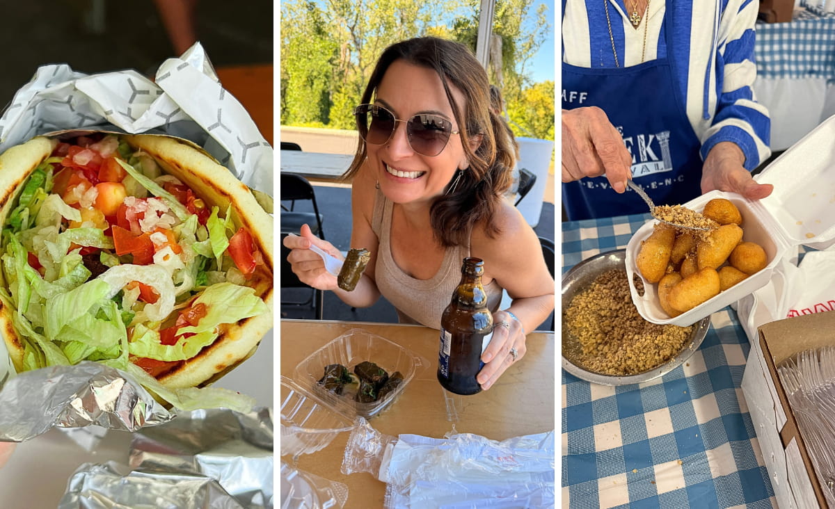 Asheville Greek Festival food and drink collage