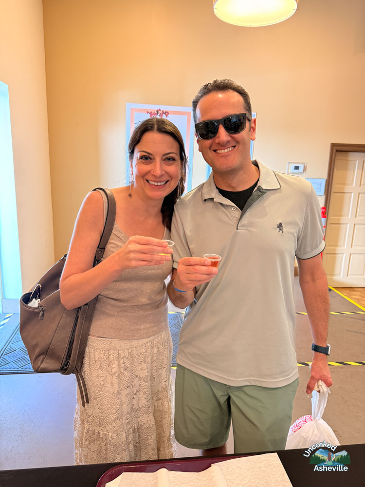 Us at Asheville Greek Festival NC Ariousius Wine tasting
