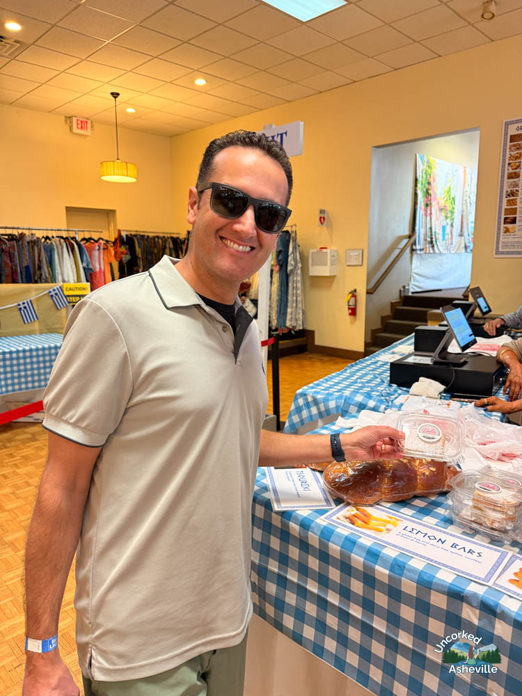 Tom with Lemon Bars Asheville Greek Festival NC
